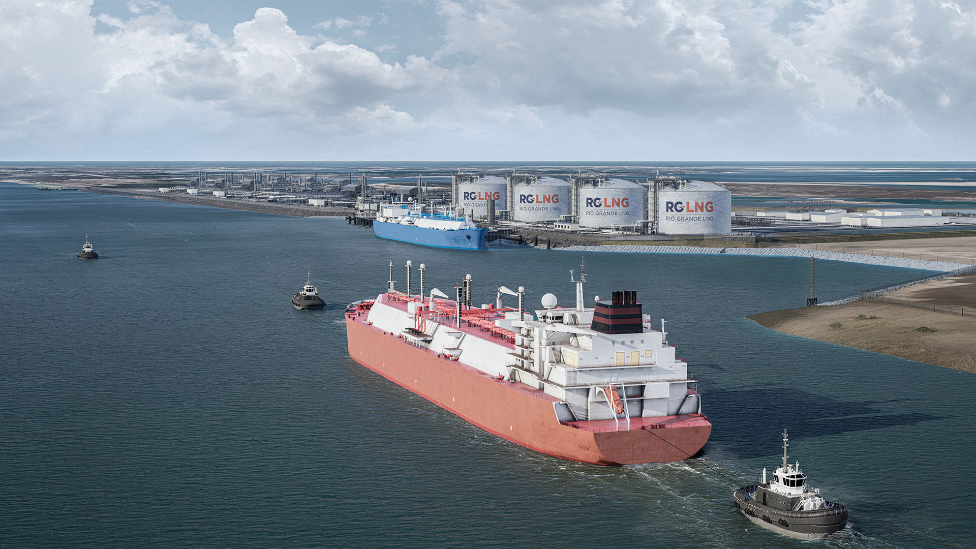 Rendering of LNG Vessel in port.
