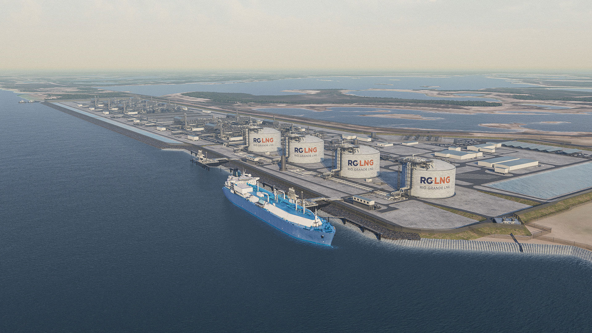 Rendering of a LNG vessel in port