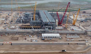 Overhead view of LNG site under construction