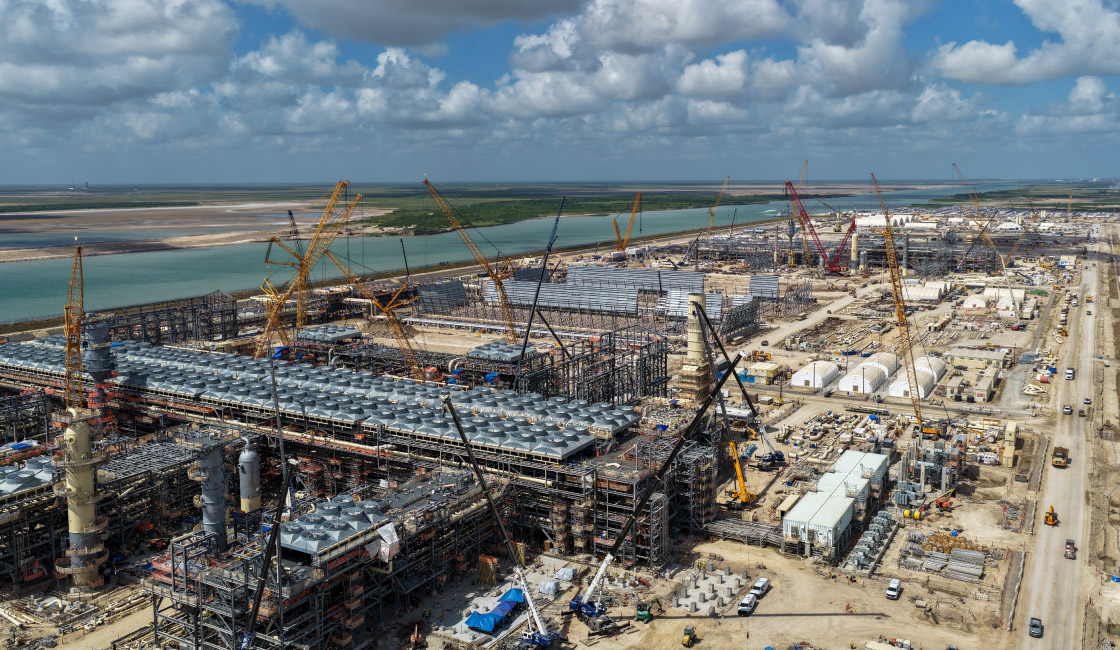 An aerial view of the Rio Grande LNG site