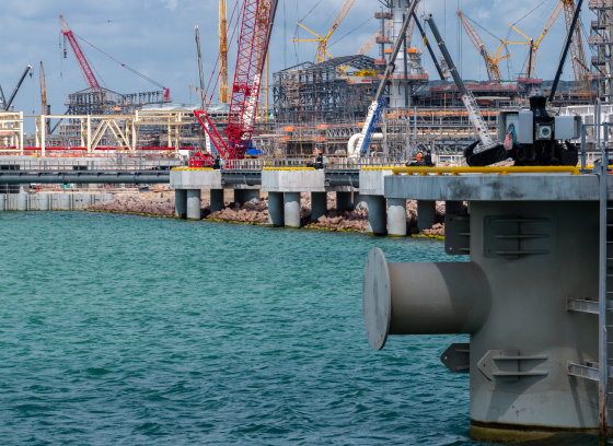 The Rio Grande LNG site shown next to a body of water