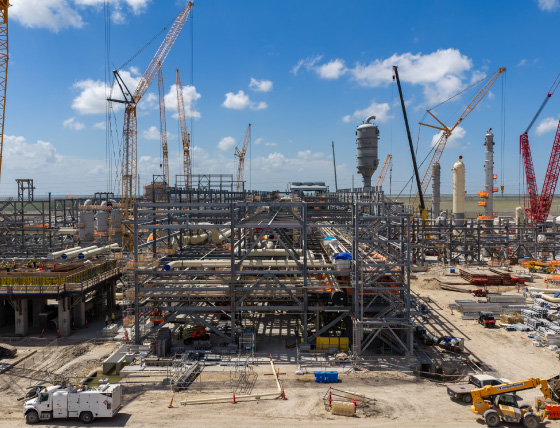 An aerial view during construction of NextDecade's RGLNG terminal